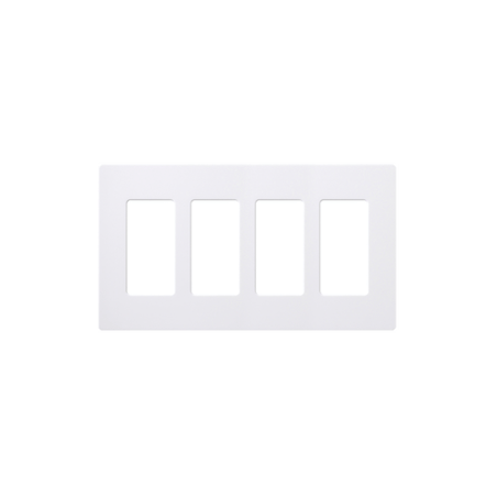 Placa de pared 4 espacios, color blanco, para atenuador (dimmer), swit