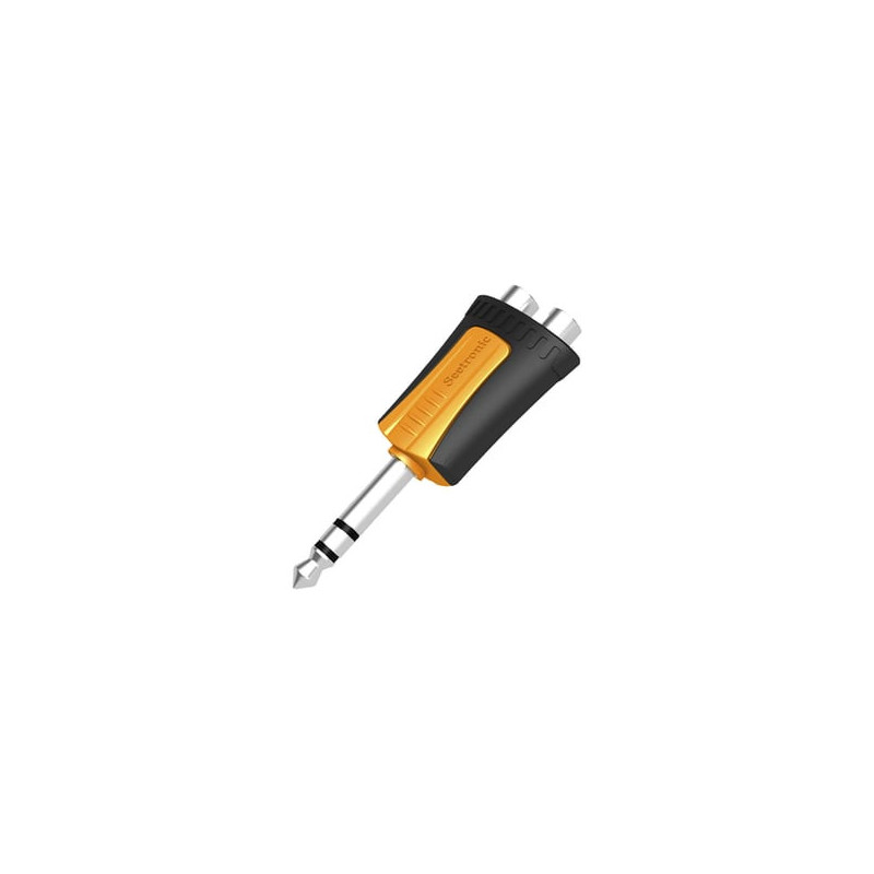 Conector Estéreo   1/4in - 2 x RCA hembra  Adaptador de Carcasa de Pla