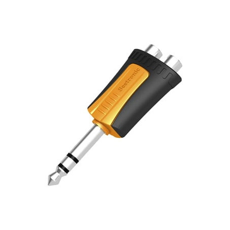 Conector Estéreo   1/4in - 2 x RCA hembra  Adaptador de Carcasa de Pla
