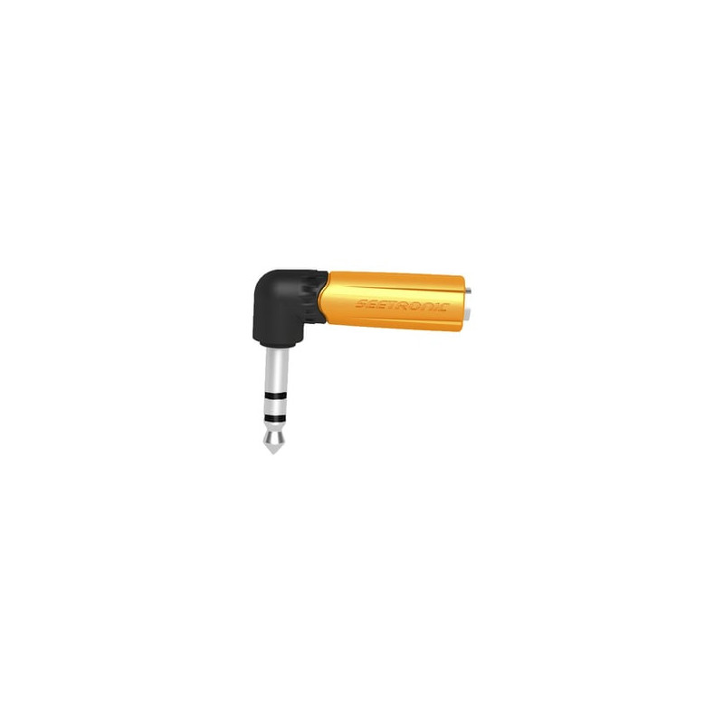 Conector Estéreo  1/4in - 1/4in  Conector de angulo recto  Adaptador d
