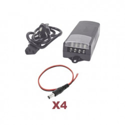 Kit con fuente EPCOM con salida de 12 Vcc a 5 Amper con 4 salidas / In