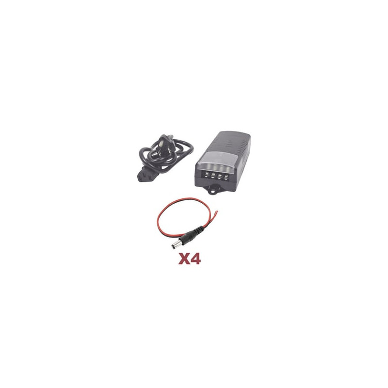 Kit con fuente EPCOM con salida de 12 Vcc a 5 Amper con 4 salidas / In