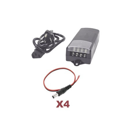 Kit con fuente EPCOM con salida de 12 Vcc a 5 Amper con 4 salidas / In