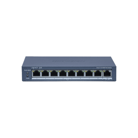 Switch PoE / Monitoreable / 8 Puertos 10/100 Mbps PoE / 1 Puerto 1000