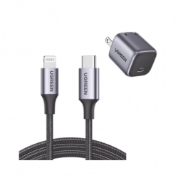 Kit de Cargador de 20w Tecnología GaN y Cable Lightning Certificado MF