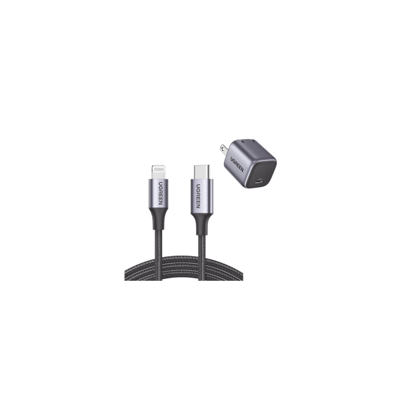 Kit de Cargador de 20w Tecnología GaN y Cable Lightning Certificado MF