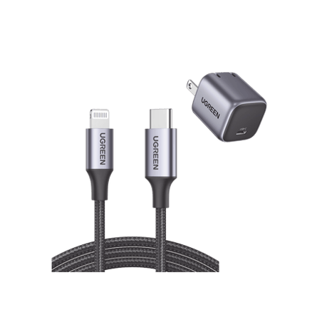 Kit de Cargador de 20w Tecnología GaN y Cable Lightning Certificado MF