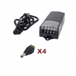 Kit con fuente EPCOM con salida de 12 Vcc a 5 Amper con 4 salidas / In
