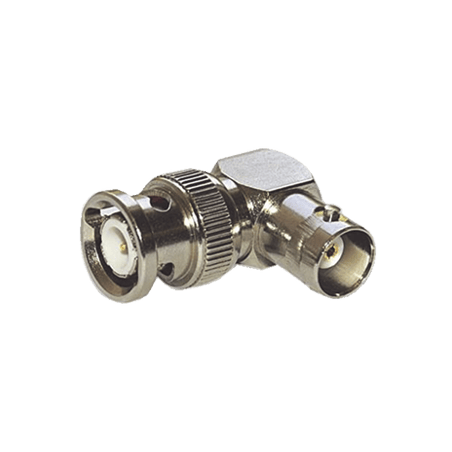 Adaptador en Ángulo Recto para 75 Ohm, de Conector BNC Macho a BNC Hem