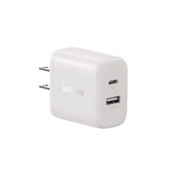 Cargador 2 En 1 Ugreen Carga Rápida 20w Blanco USB C, USB A