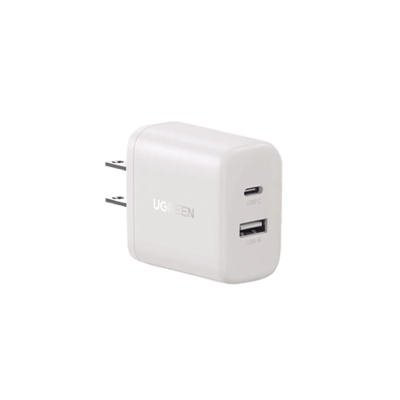 Cargador 2 En 1 Ugreen Carga Rápida 20w Blanco USB C, USB A