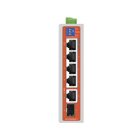 Switch Industrial / 4 Puertos 10/100 Mbps con PoE 802.3af/at / 2 Puert