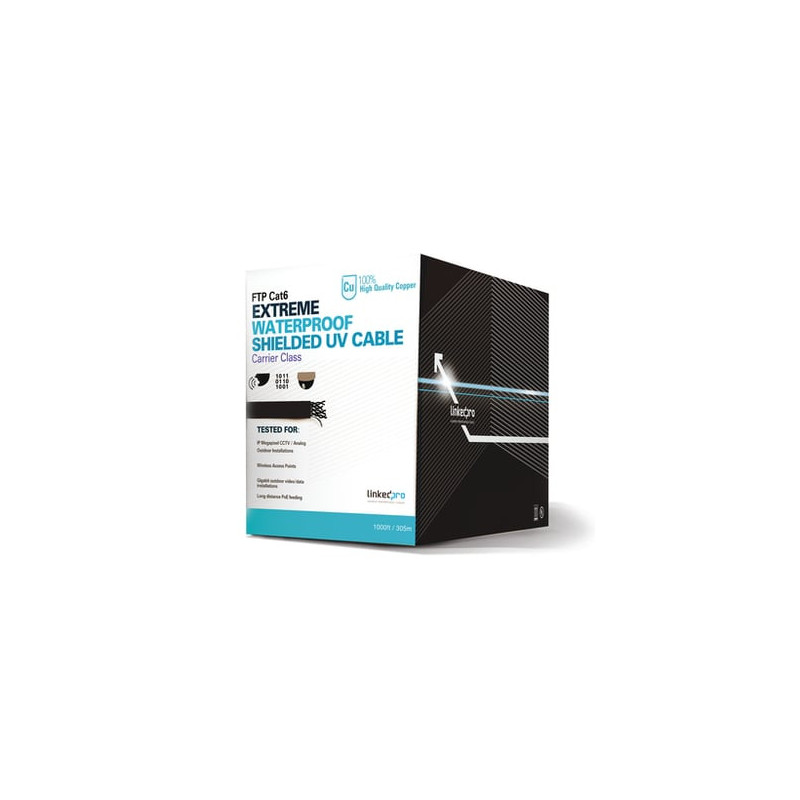 Bobina de cable 305 Metros Cat6 CALIBRE 23, Climas EXTREMOS, Color neg