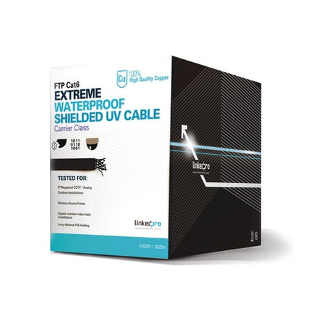 Bobina de cable 305 Metros Cat6 CALIBRE 23, Climas EXTREMOS, Color neg