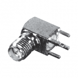 Conector SMA Hembra Inverso en Ángulo Recto con PIN Terminal y 4 Patas