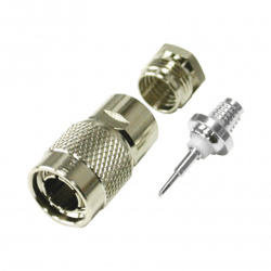 Conector TNC Macho de Rosca para Cable RG-59/U, Grupo D, Níquel/ Plata