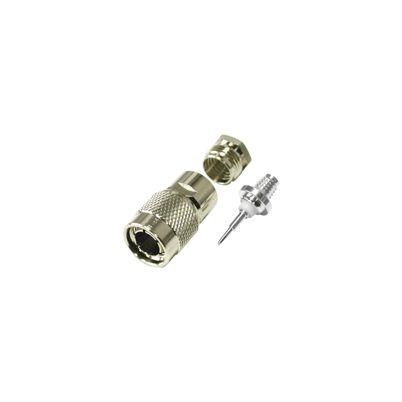 Conector TNC Macho de Rosca para Cable RG-59/U, Grupo D, Níquel/ Plata