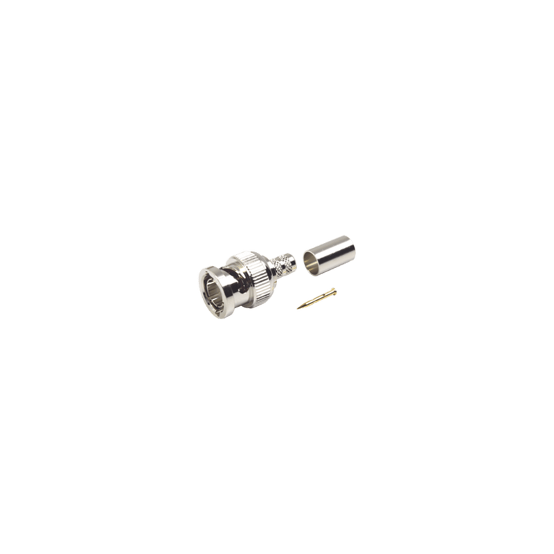 Conector BNC Macho en 75 Ohm, Anillo Plegable para Coaxial 8279, RG-59