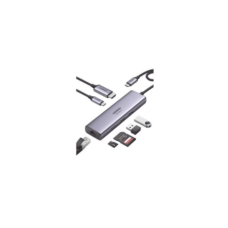 HUB USB-C (Docking Station) 7 en 1  2 USB-A 3.0 (5Gbps)  1 USB-C PD Ca