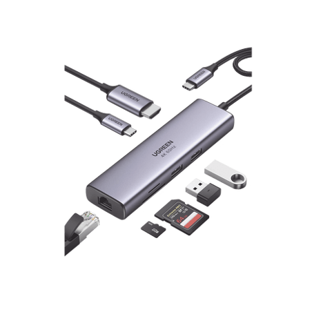HUB USB-C (Docking Station) 7 en 1  2 USB-A 3.0 (5Gbps)  1 USB-C PD Ca