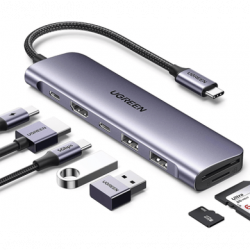 HUB USB-C (Docking Revodok) 7 en 1  2 USB-A 3.0  1 USB-C 3.0 (5Gbps)