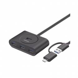 HUB USB-A y C 3.0 4 en 1  Con Conector USB-C y USB-A  4 Puertos USB-A