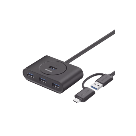 HUB USB-A y C 3.0 4 en 1  Con Conector USB-C y USB-A  4 Puertos USB-A