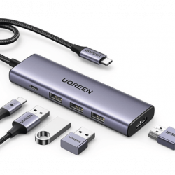 HUB USB-C (Docking Station) 5 en 1  HDMI 2.0 4K30Hz  3 USB-A 3.0 (5Gbp