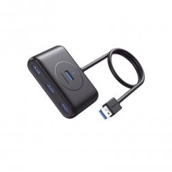 HUB USB-A 3.0 4 en 1  4 Puertos USB-A 3.0 (5Gbps)  Entrada USB-C (PD 5