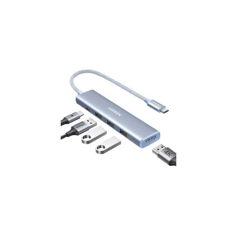 HUB USB-C (Docking Revodok) 5 en 1  HDMI 2.0 4K30Hz  3 USB-A 3.0 (5Gbp