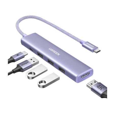 HUB USB-C (Docking Revodok) 5 en 1  HDMI 2.0 4K30Hz  3 USB-A 3.0 (5Gbp