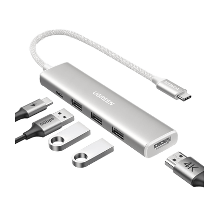 HUB USB-C (Docking Revodok) 5 en 1  HDMI 2.0 4K30Hz  3 USB-A 3.0 (5Gbp