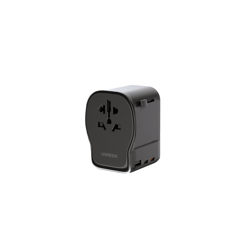 Cargador de Viaje 65 W, 2C1A, Negro y Gris