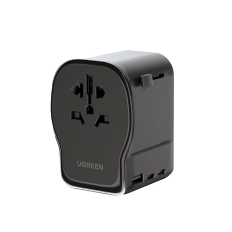 Cargador de Viaje 65 W, 2C1A, Negro y Gris