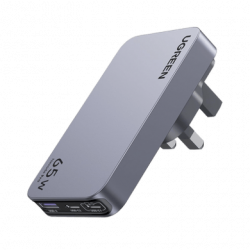Cargador rápido de viaje GaN de 3 puertos y 65 W con enchufes de EE. U