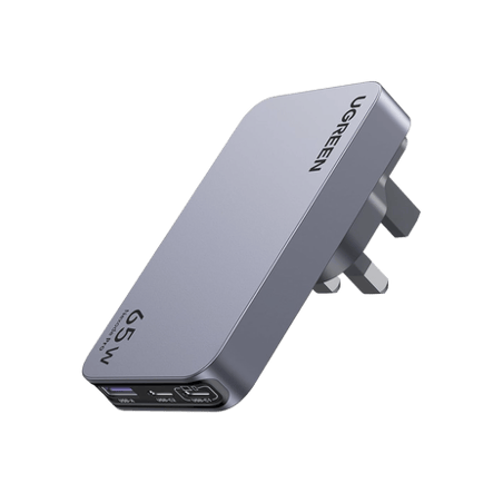 Cargador rápido de viaje GaN de 3 puertos y 65 W con enchufes de EE. U