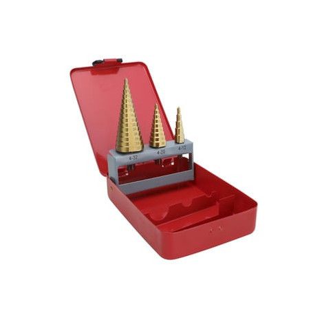 Juego de 3 Brocas Escalonadas HSS 4-12, 4-20, 4-32 mm (Para Plástico o