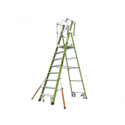 Escalera Fija de 8 (2.4m) de Fibra de Vidrio con Jaula y Peldaños de A