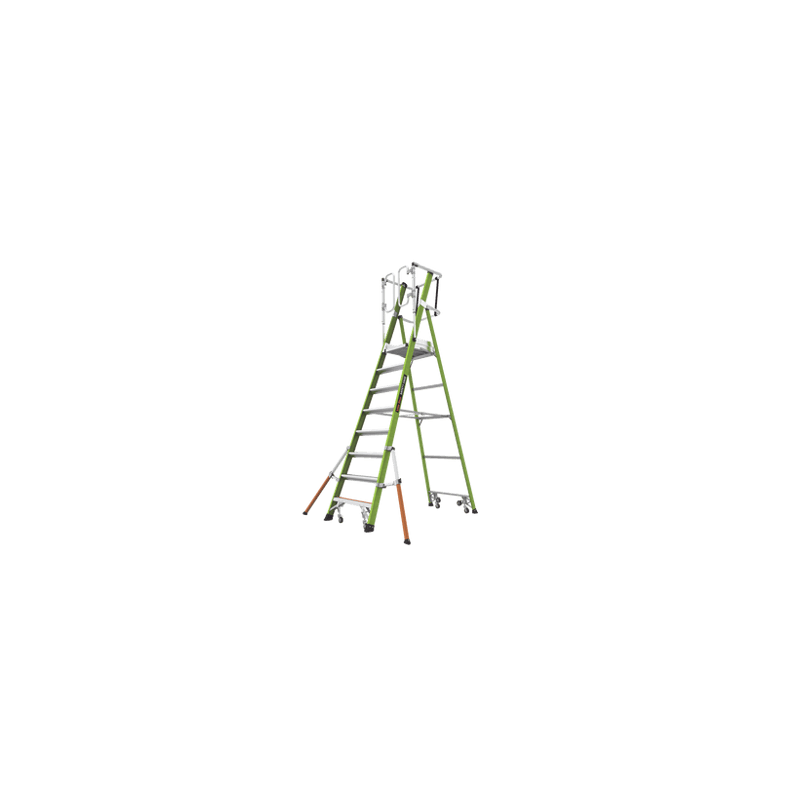 Escalera Fija de 8 (2.4m) de Fibra de Vidrio con Jaula y Peldaños de A