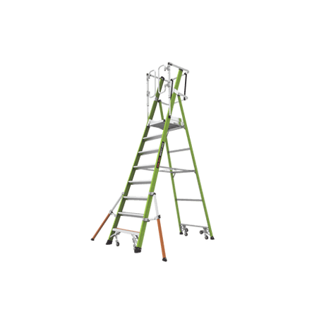 Escalera Fija de 8 (2.4m) de Fibra de Vidrio con Jaula y Peldaños de A