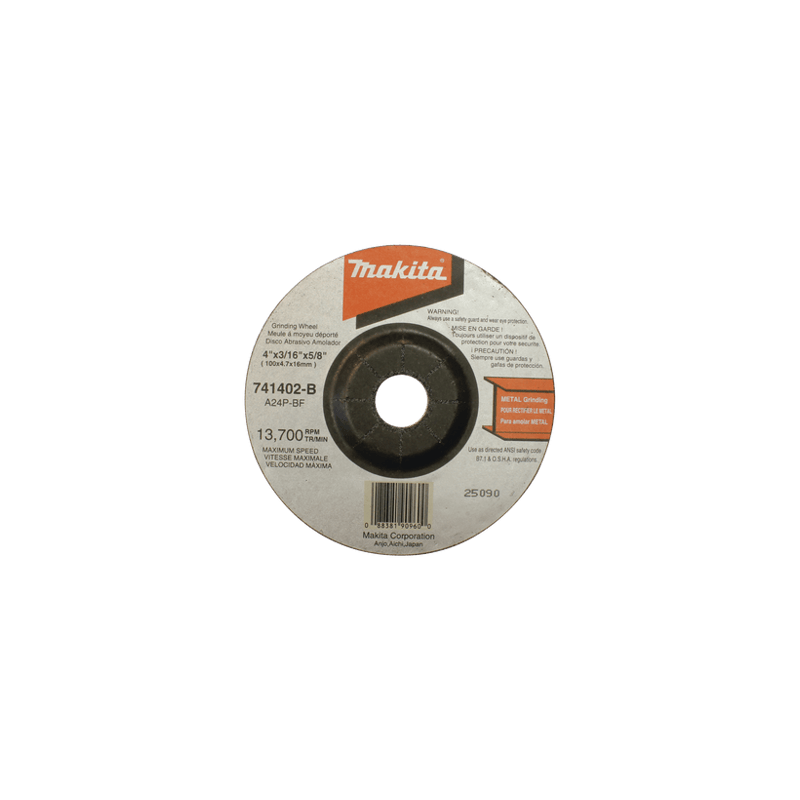 Disco abrasivo de desbaste para metal de 4 1/2 eje 7/8 espesor 6mm