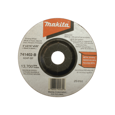 Disco abrasivo de desbaste para metal de 4 1/2 eje 7/8 espesor 6mm