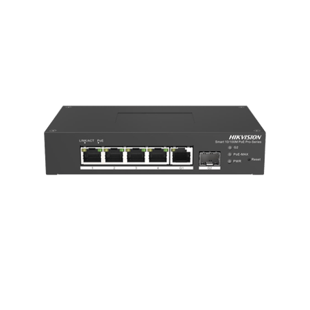 Switch PoE / Administrable / 4 Puertos 10/100 Mbps PoE / 1 Puerto 1000