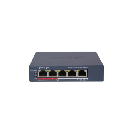 Switch Monitoreable PoE / 4 puertos 100 Mbps PoE / 1 Puerto 100 Mbps U