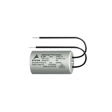 CAPACITOR DE ARRANQUE DE 8uF, 400V CON CABLES PARA BARRERA SERIE 615