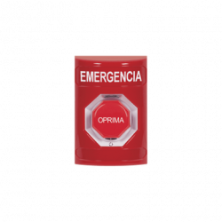 Botón de Emergencia, Texto en Español, Color Rojo, Acción Mantenida, G