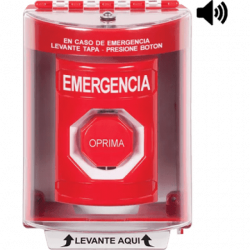 Botón Multipropósito, Color Rojo, De Superficie con Espaciador, C/Tapa