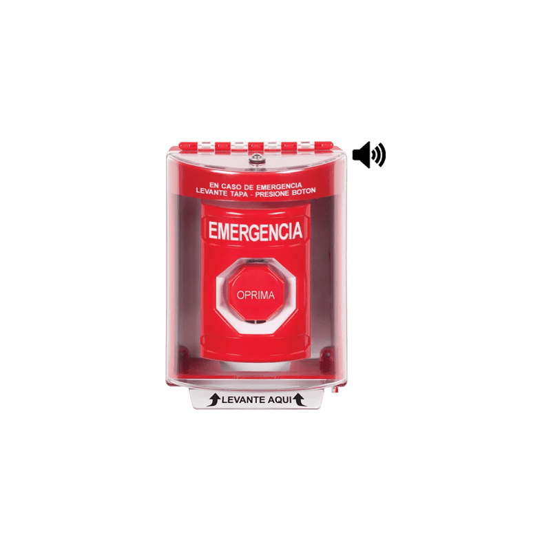 Botón Multipropósito, Color Rojo, De Superficie con Espaciador, C/Tapa