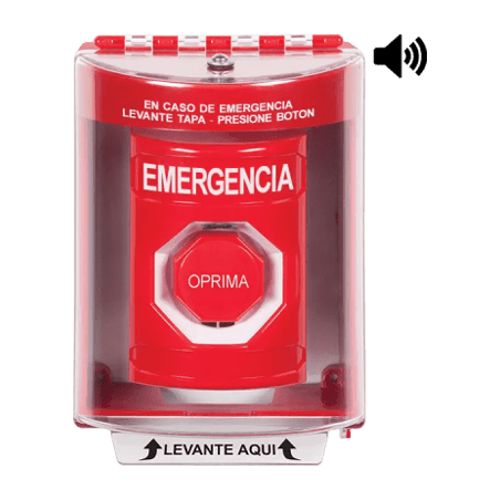 Botón Multipropósito, Color Rojo, De Superficie con Espaciador, C/Tapa