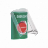 Botón Multipropósito, Color Verde, De Superficie, Con Tapa De Policarb